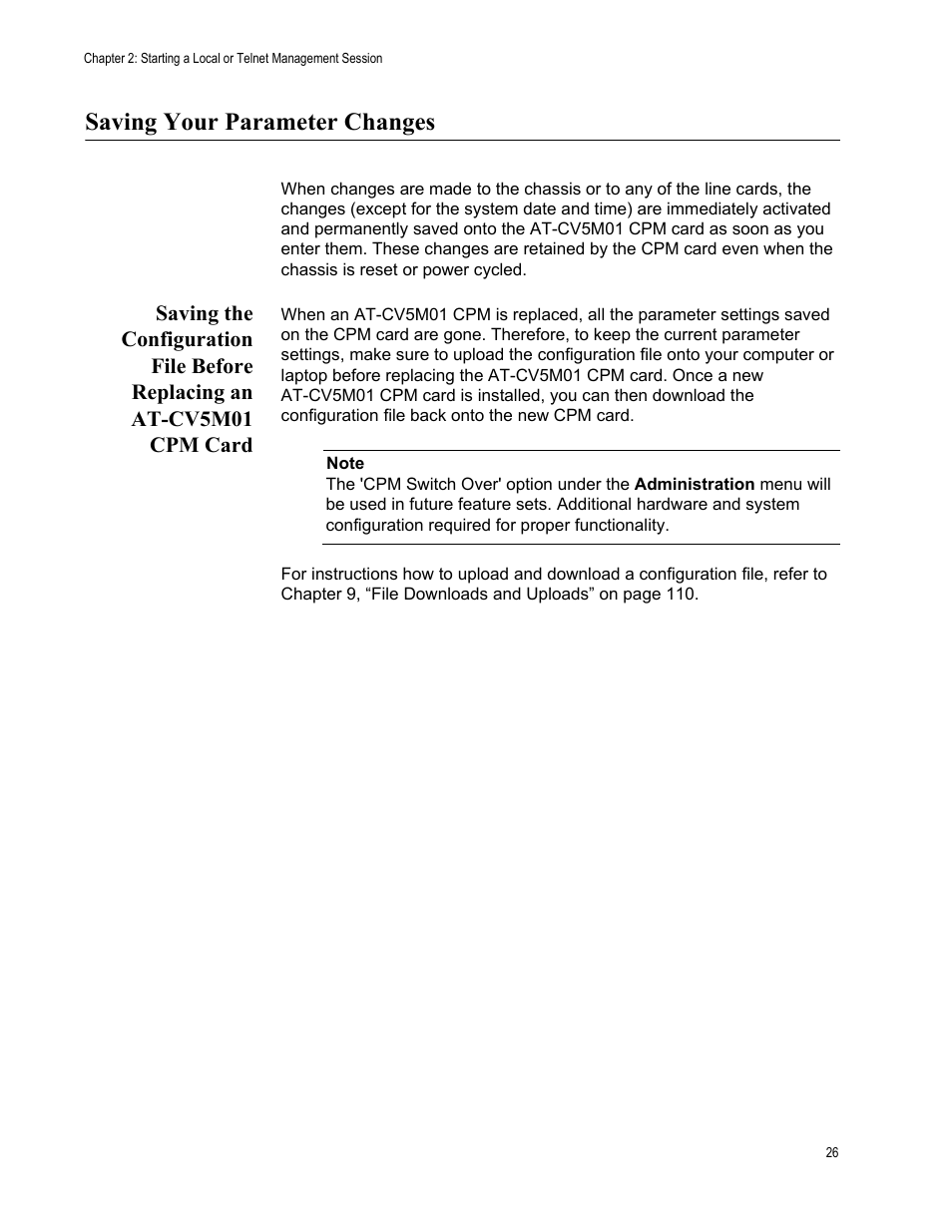 Saving your parameter changes | Allied Telesis AT-S70 User Manual | Page 26 / 132