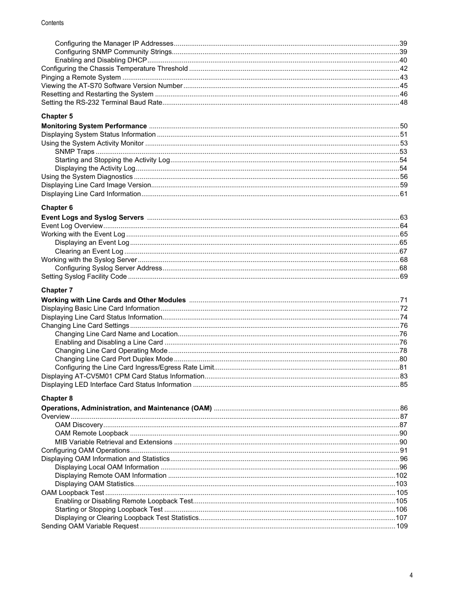 Allied Telesis AT-S70 User Manual | Page 4 / 132