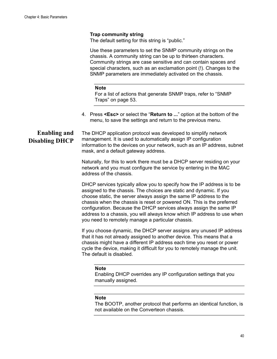 Enabling and disabling dhcp | Allied Telesis AT-S70 User Manual | Page 40 / 132