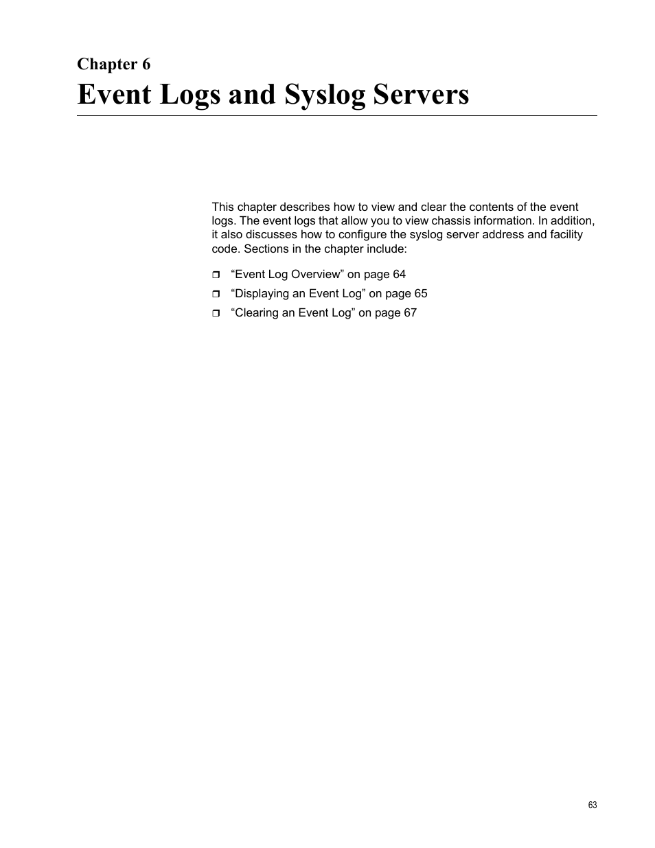 Chapter 6, Event logs and syslog servers | Allied Telesis AT-S70 User Manual | Page 63 / 132