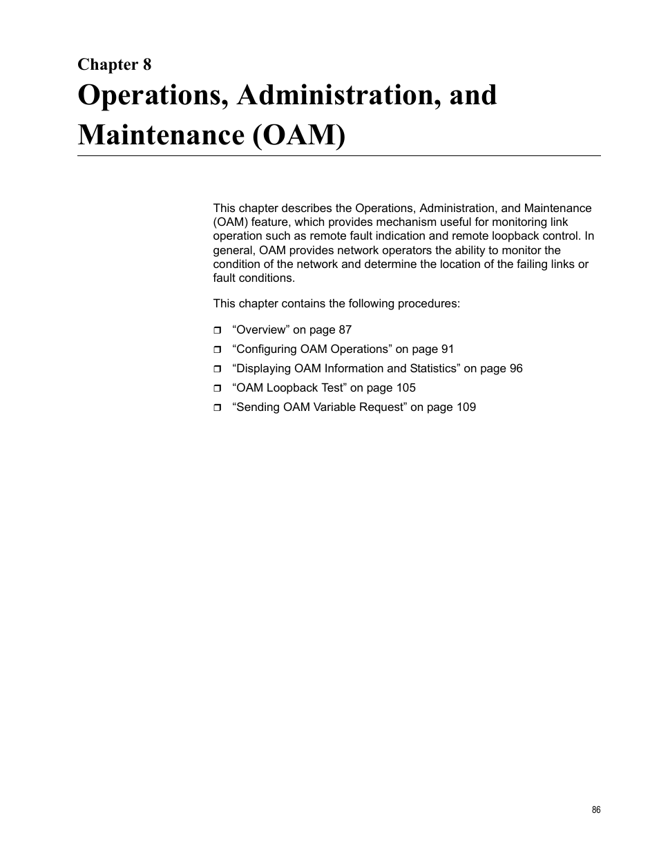 Chapter 8, Operations, administration, and maintenance (oam) | Allied Telesis AT-S70 User Manual | Page 86 / 132