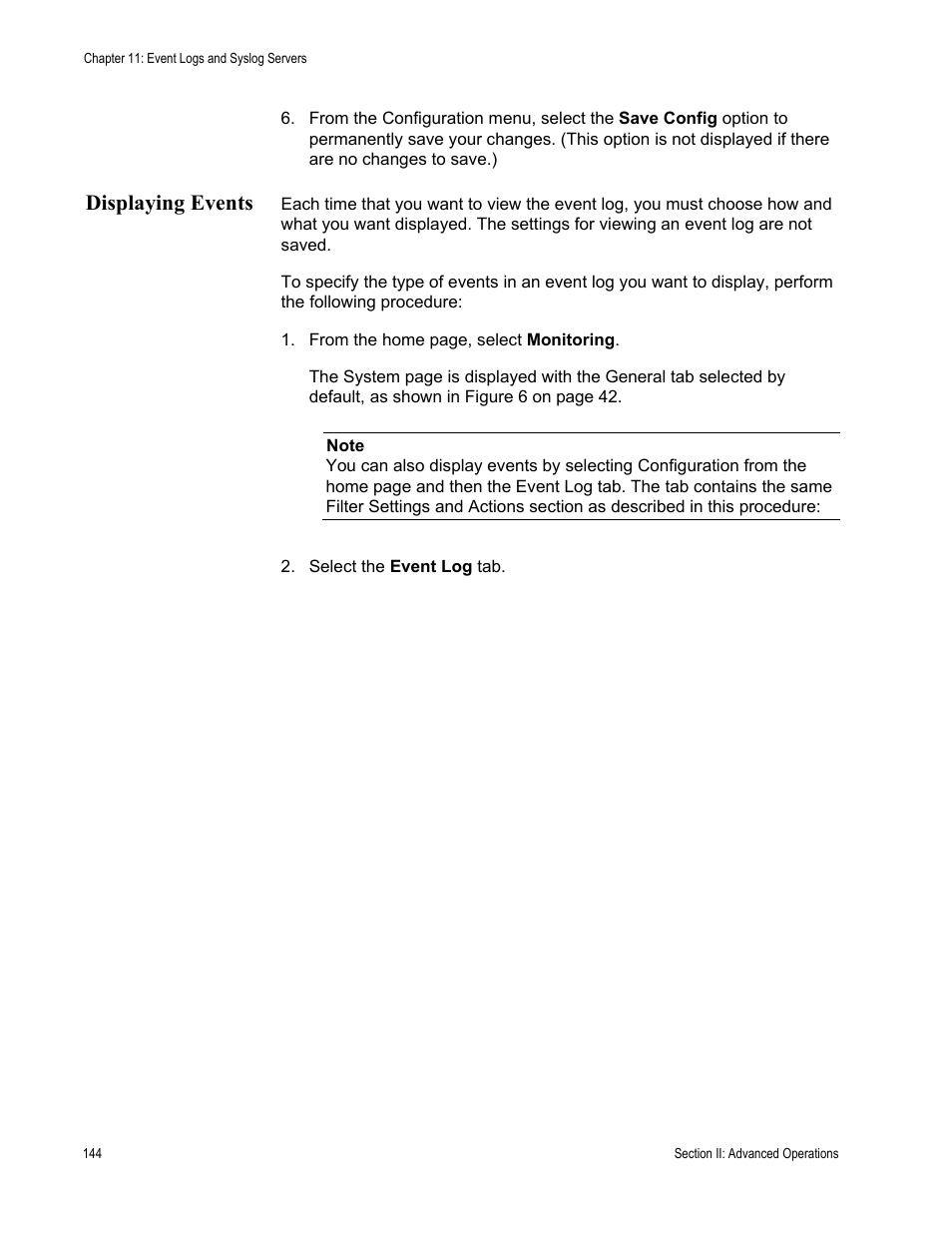 Displaying events | Allied Telesis AT-S63 User Manual | Page 144 / 456