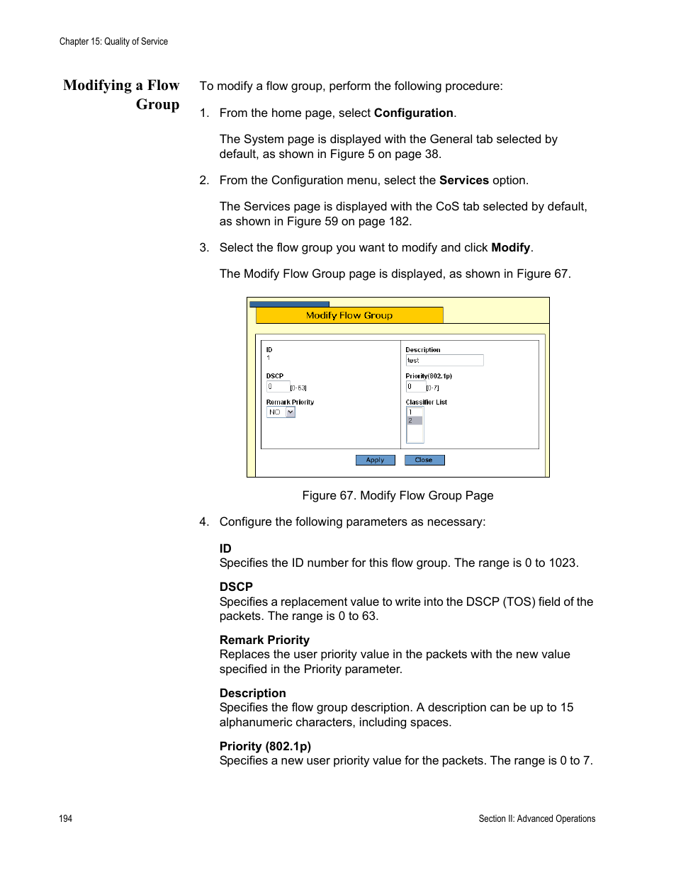 Modifying a flow group | Allied Telesis AT-S63 User Manual | Page 194 / 456