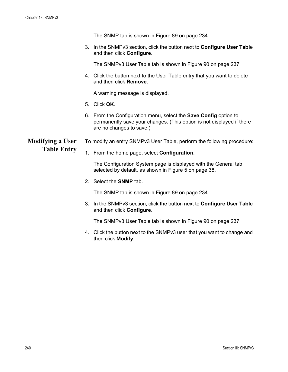 Modifying a user table entry | Allied Telesis AT-S63 User Manual | Page 240 / 456