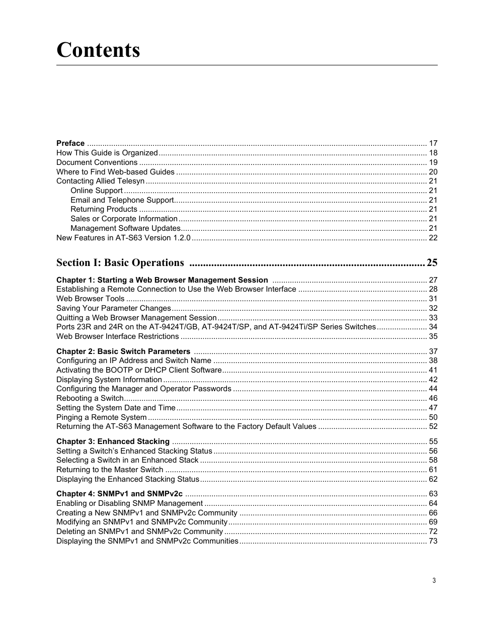 Allied Telesis AT-S63 User Manual | Page 3 / 456