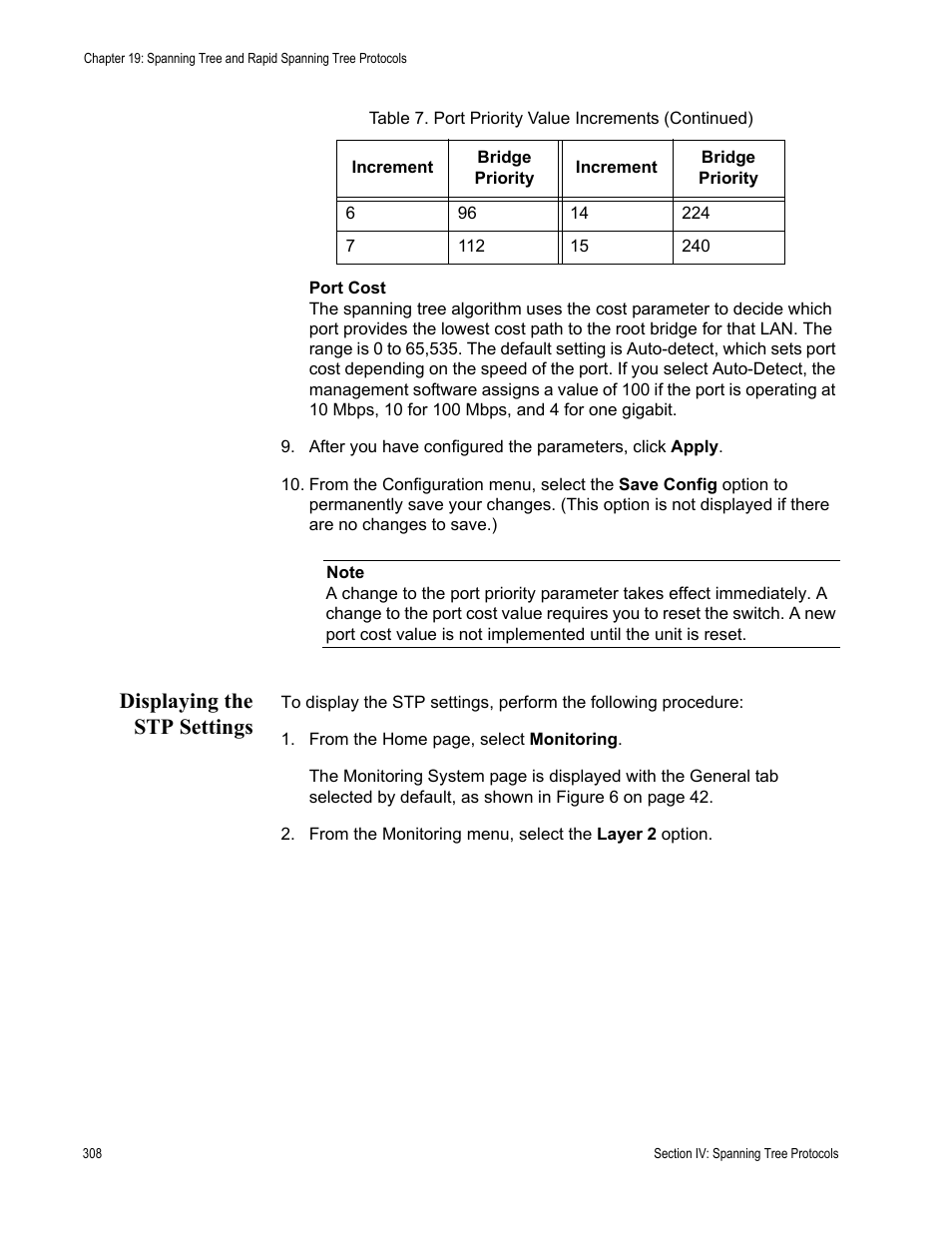Displaying the stp settings | Allied Telesis AT-S63 User Manual | Page 308 / 456