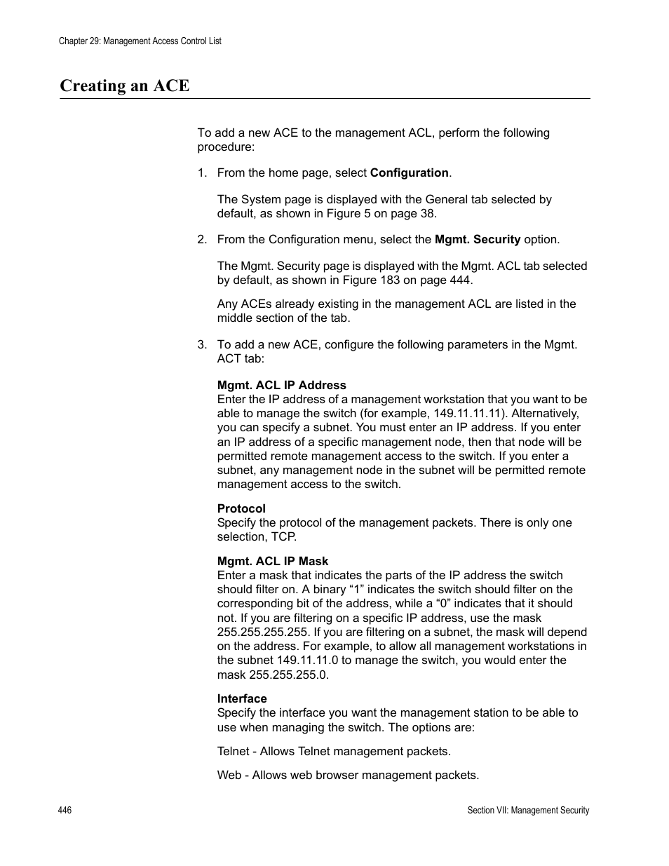 Creating an ace | Allied Telesis AT-S63 User Manual | Page 446 / 456