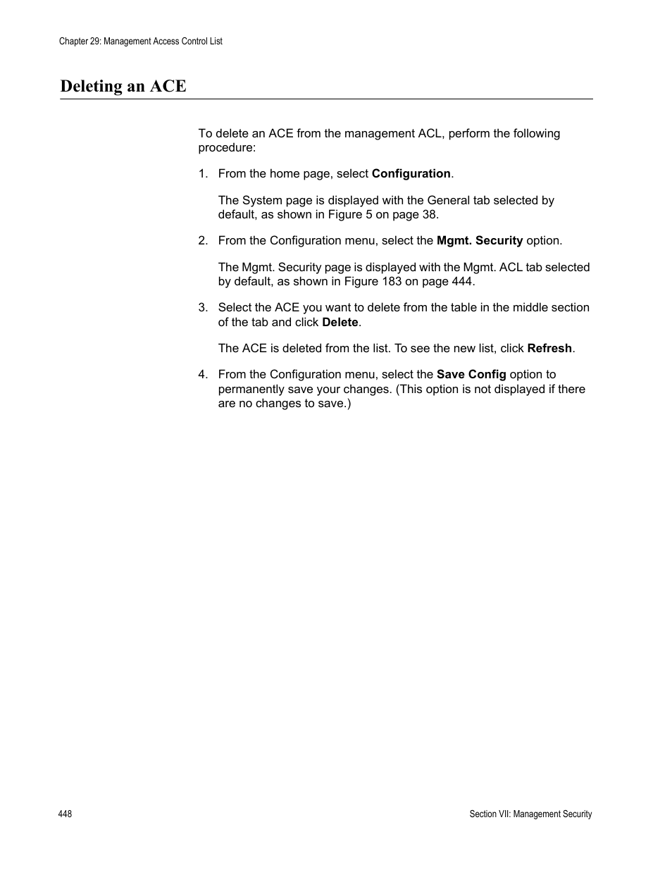 Deleting an ace | Allied Telesis AT-S63 User Manual | Page 448 / 456