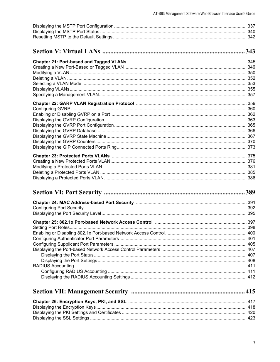 Allied Telesis AT-S63 User Manual | Page 7 / 456