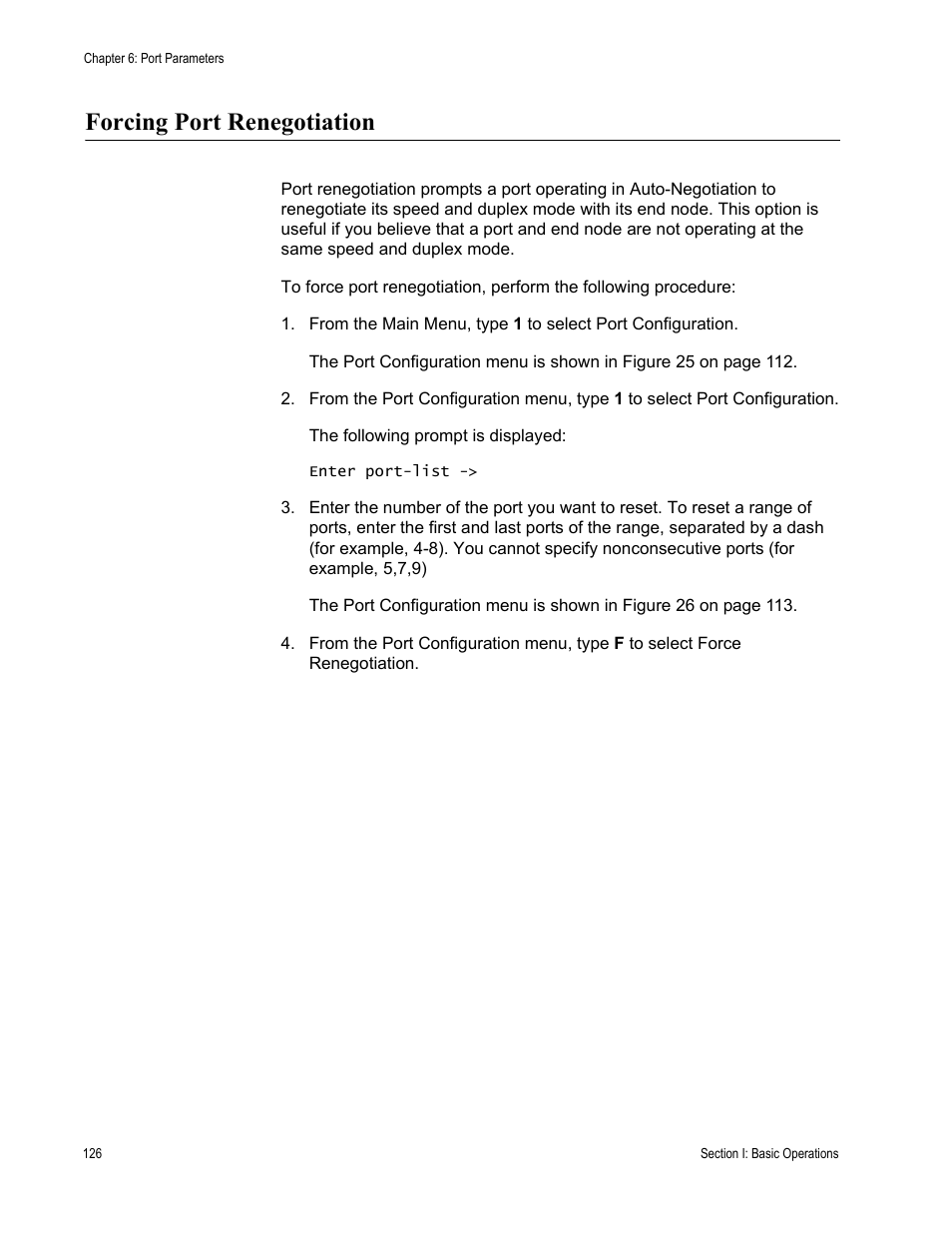 Forcing port renegotiation | Allied Telesis AT-S63 User Manual | Page 126 / 902