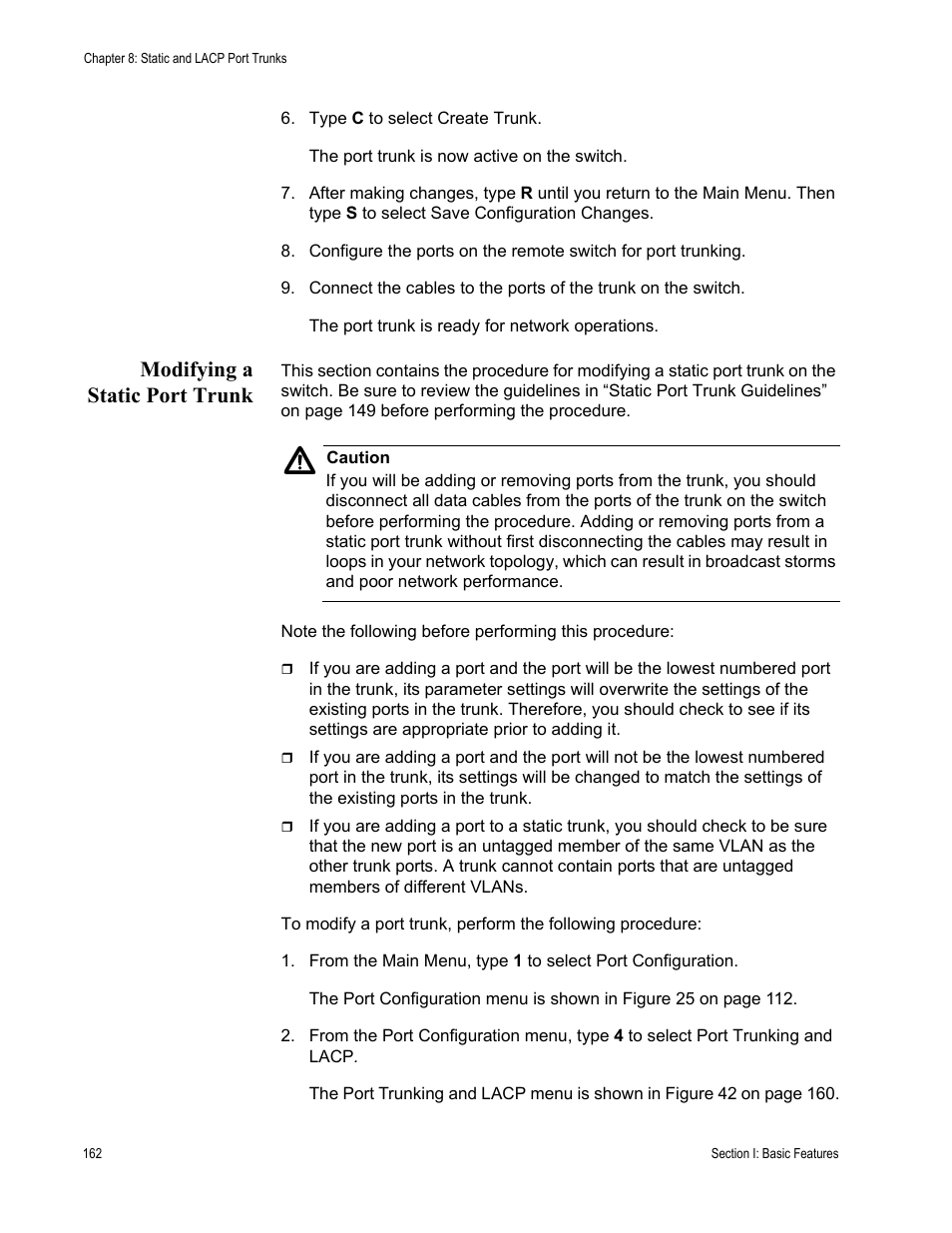 Modifying a static port trunk | Allied Telesis AT-S63 User Manual | Page 162 / 902