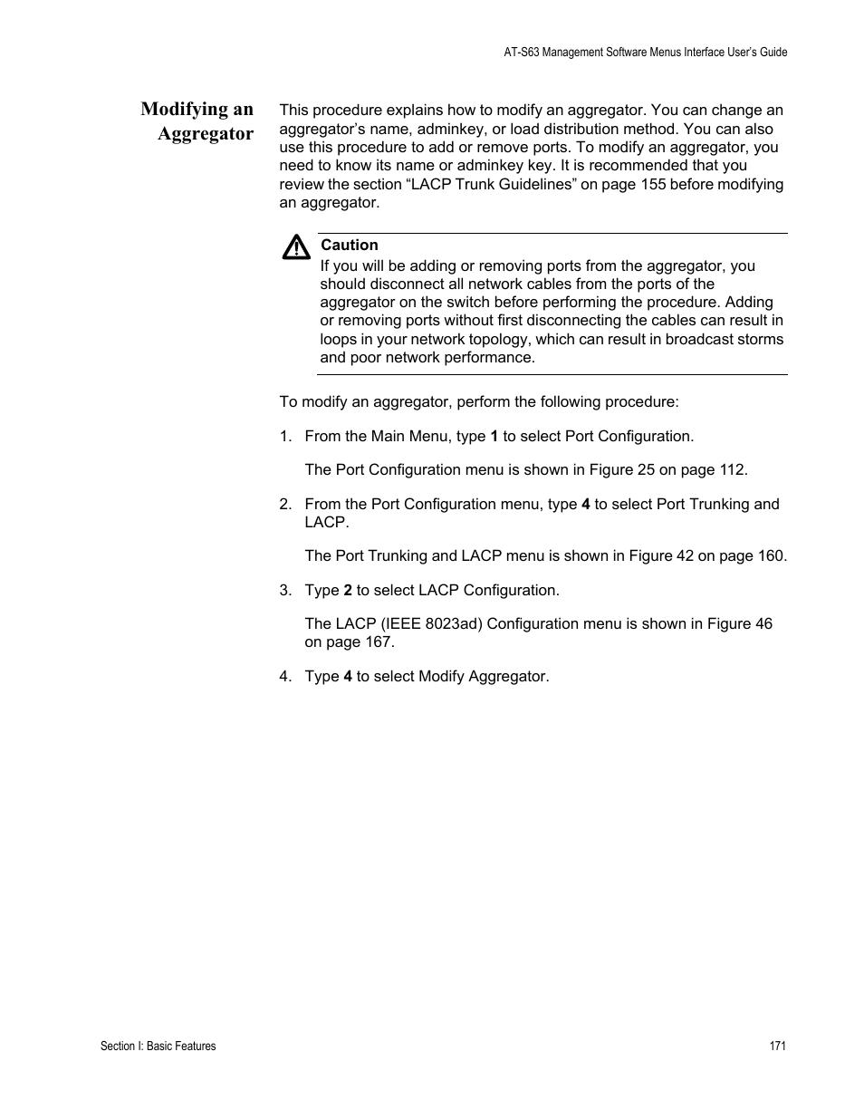 Modifying an aggregator | Allied Telesis AT-S63 User Manual | Page 171 / 902