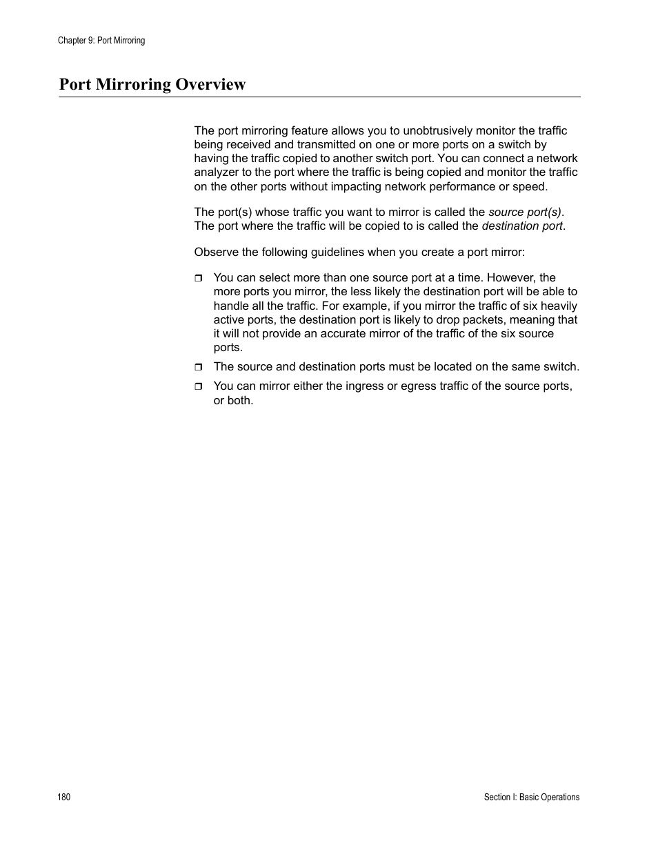 Port mirroring overview | Allied Telesis AT-S63 User Manual | Page 180 / 902