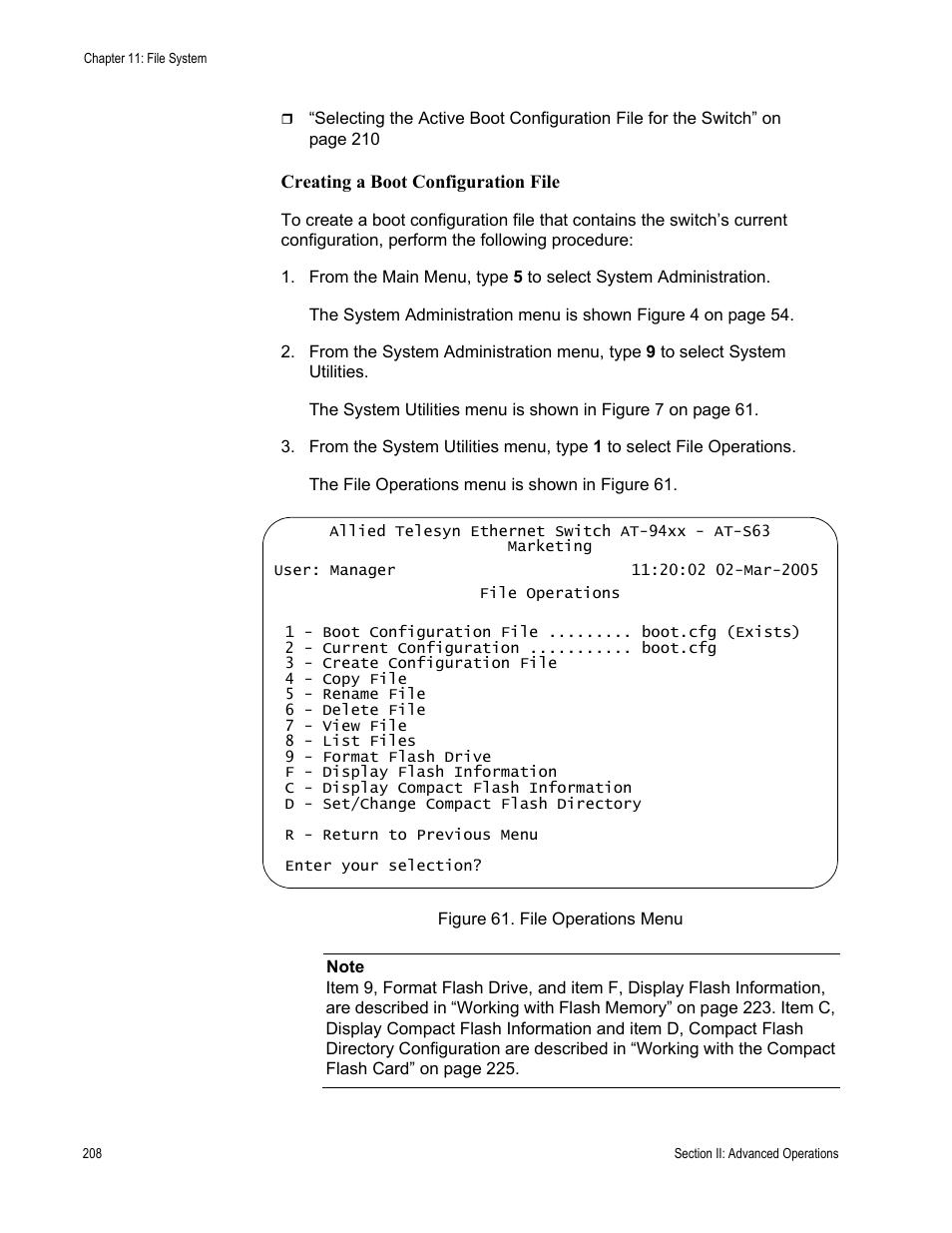 Figure 61: file operations menu | Allied Telesis AT-S63 User Manual | Page 208 / 902