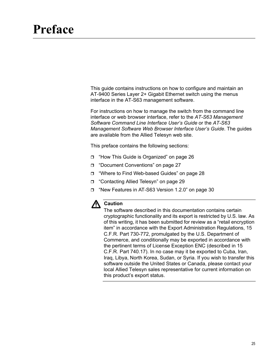 Preface | Allied Telesis AT-S63 User Manual | Page 25 / 902