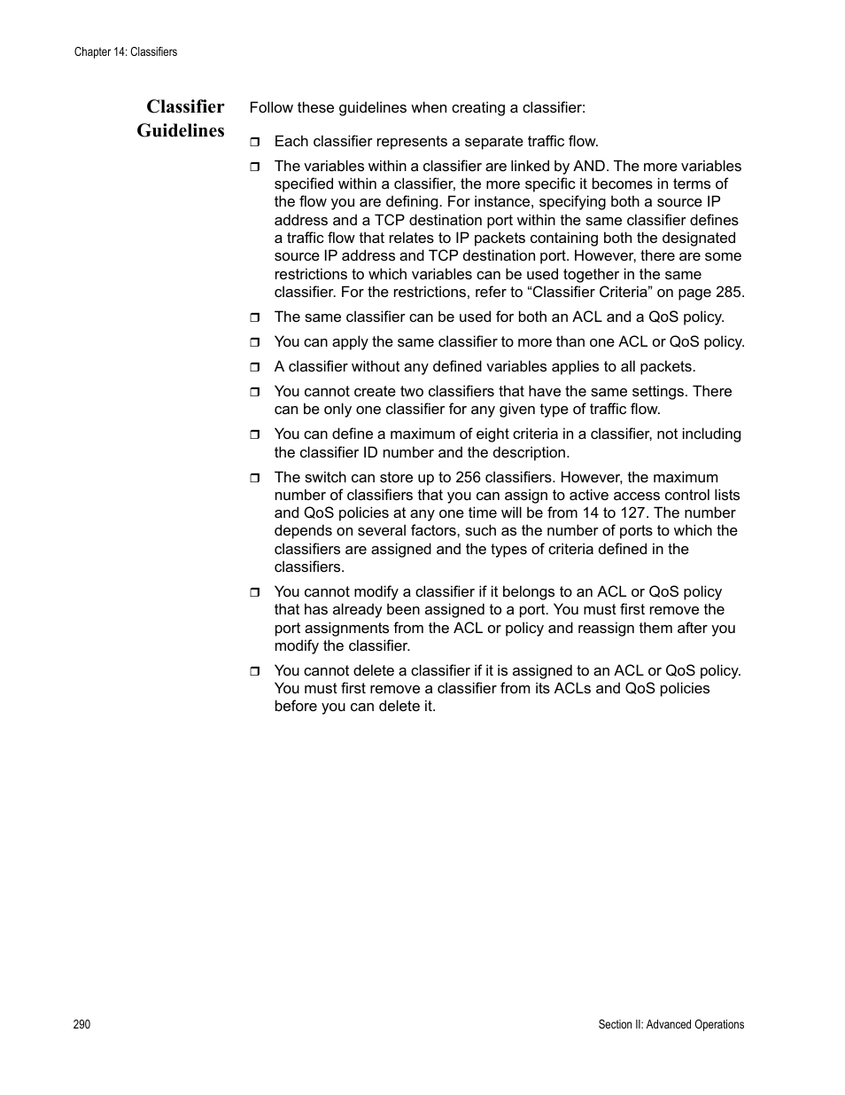 Classifier guidelines | Allied Telesis AT-S63 User Manual | Page 290 / 902