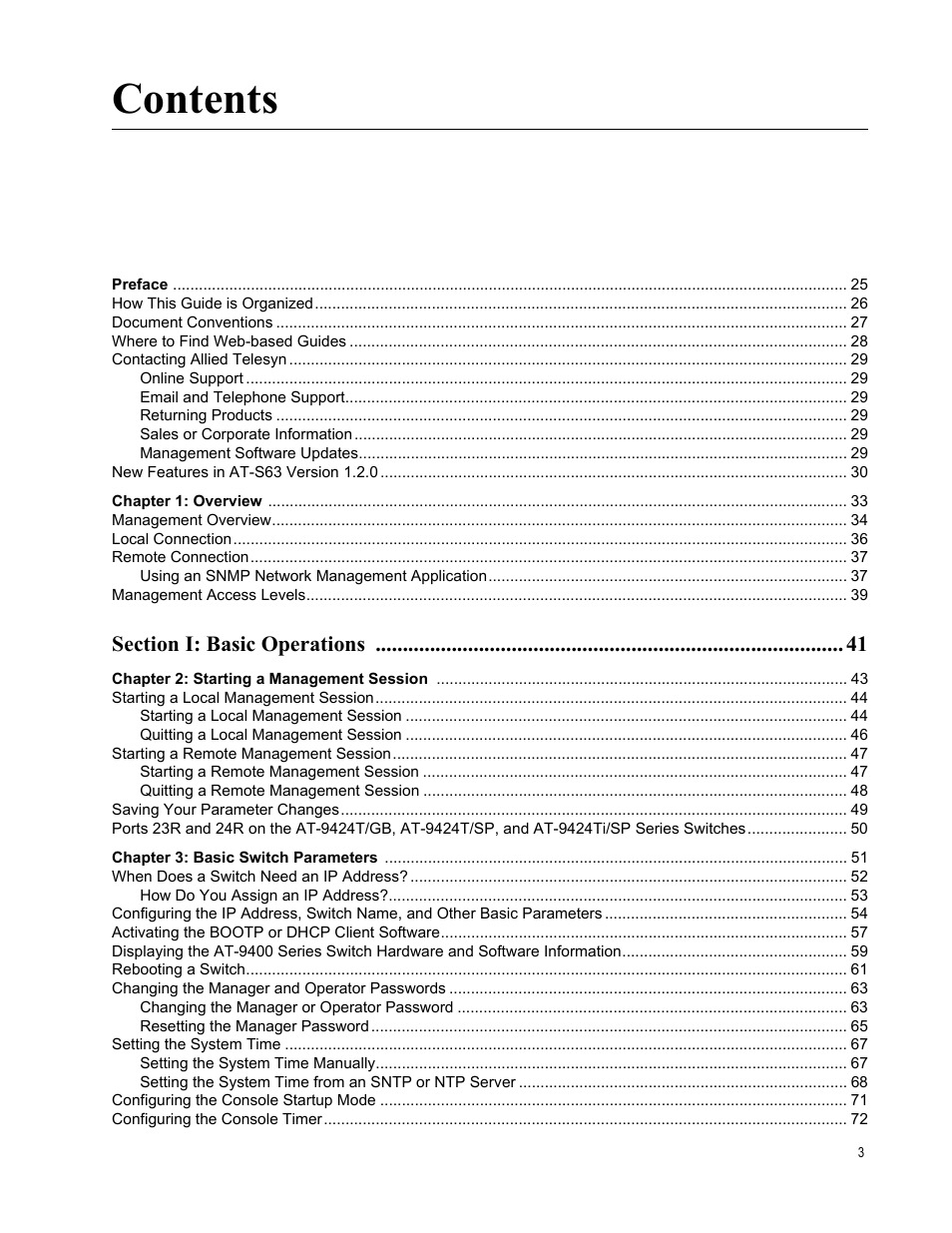 Allied Telesis AT-S63 User Manual | Page 3 / 902