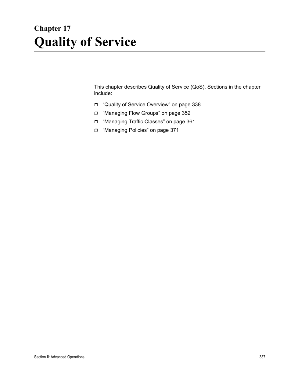 Chapter 17, Quality of service, Chapter 17: quality of service | Allied Telesis AT-S63 User Manual | Page 337 / 902