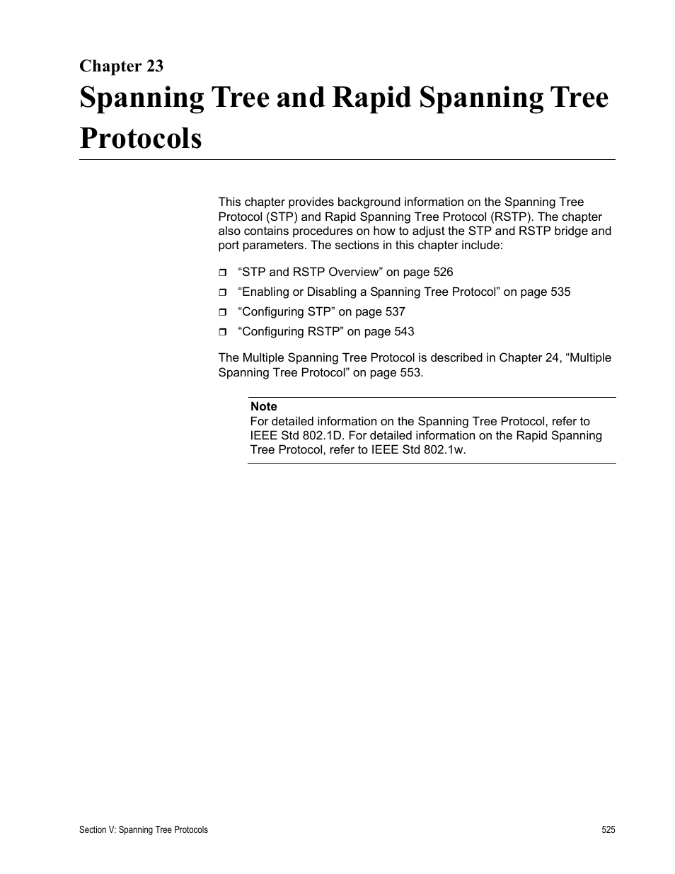 Chapter 23, Spanning tree and rapid spanning tree protocols | Allied Telesis AT-S63 User Manual | Page 525 / 902