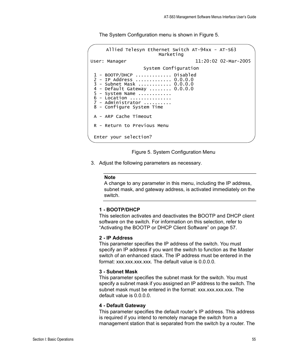 Figure 5: system configuration menu | Allied Telesis AT-S63 User Manual | Page 55 / 902