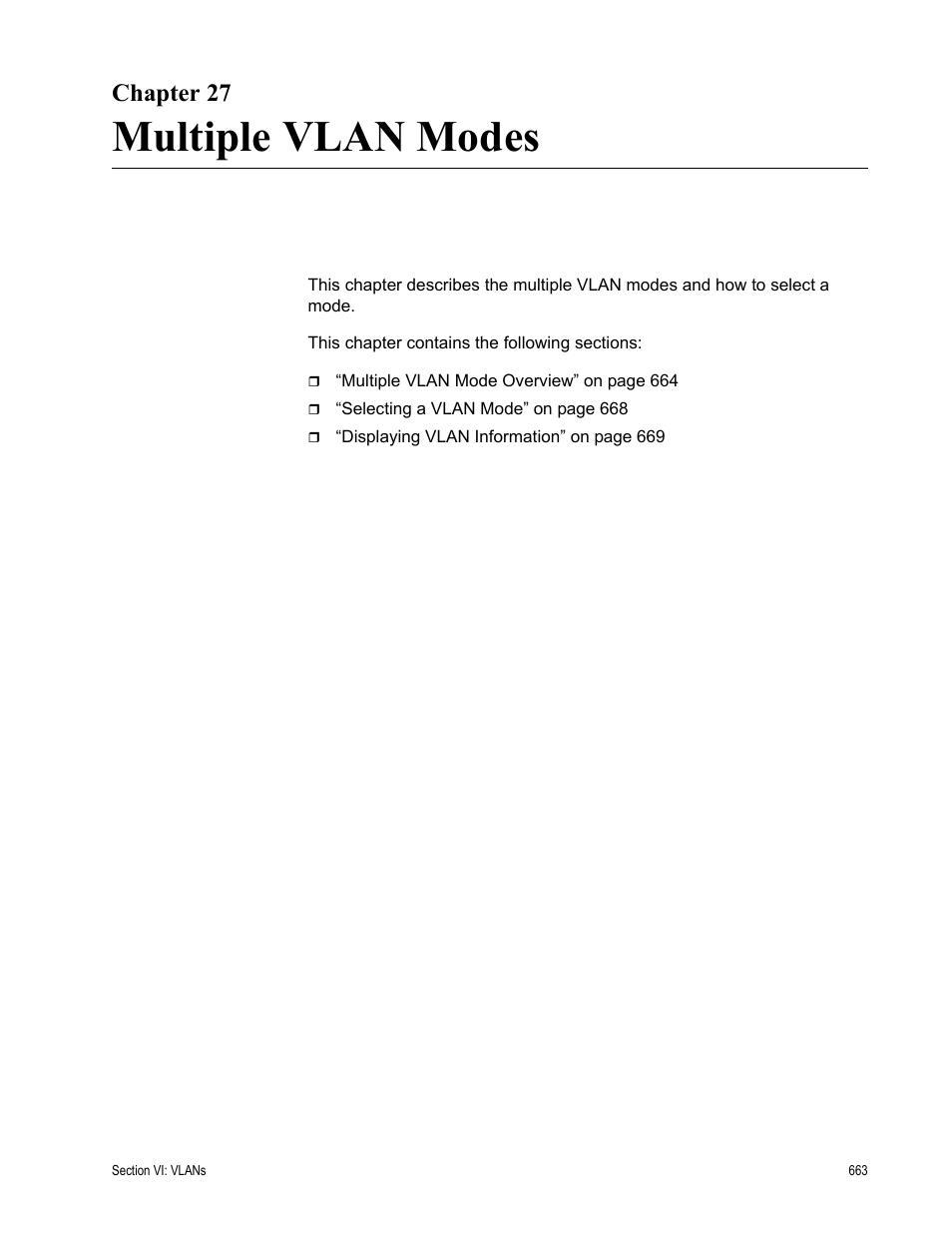 Chapter 27, Multiple vlan modes, Chapter 27: multiple vlan modes | Allied Telesis AT-S63 User Manual | Page 663 / 902