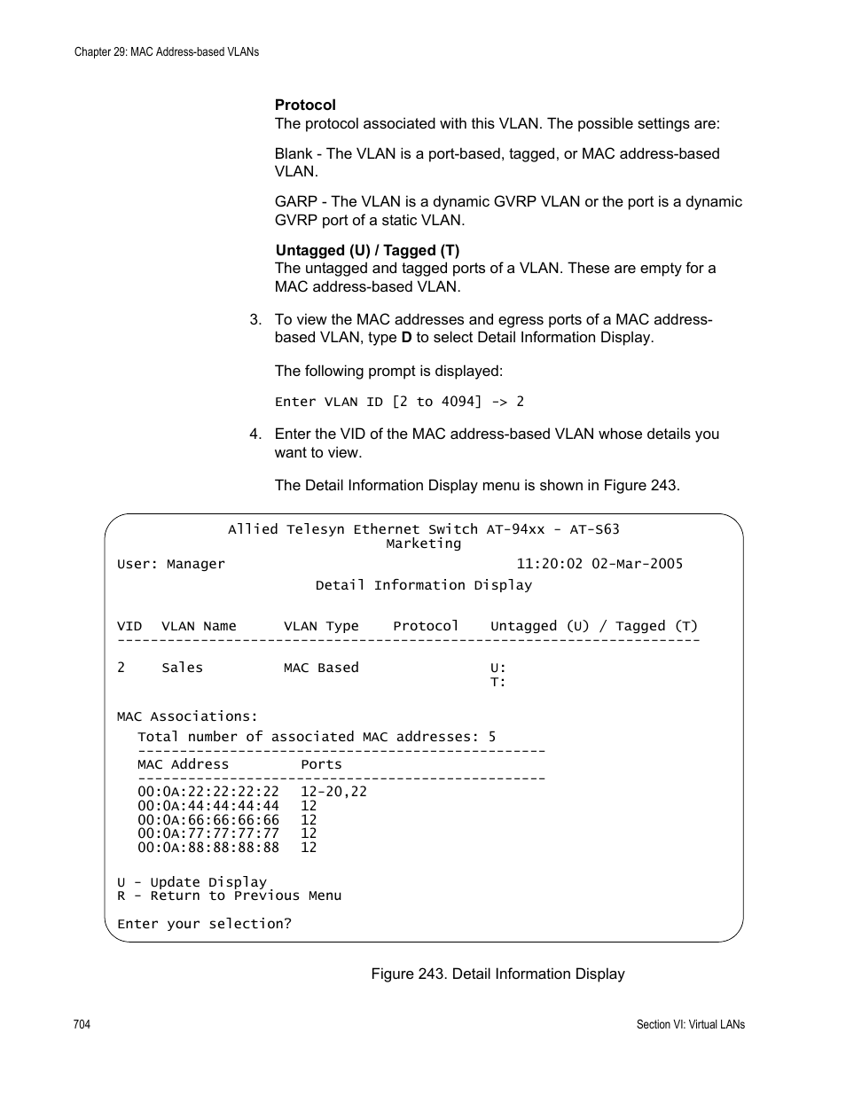 Figure 243: detail information display | Allied Telesis AT-S63 User Manual | Page 704 / 902