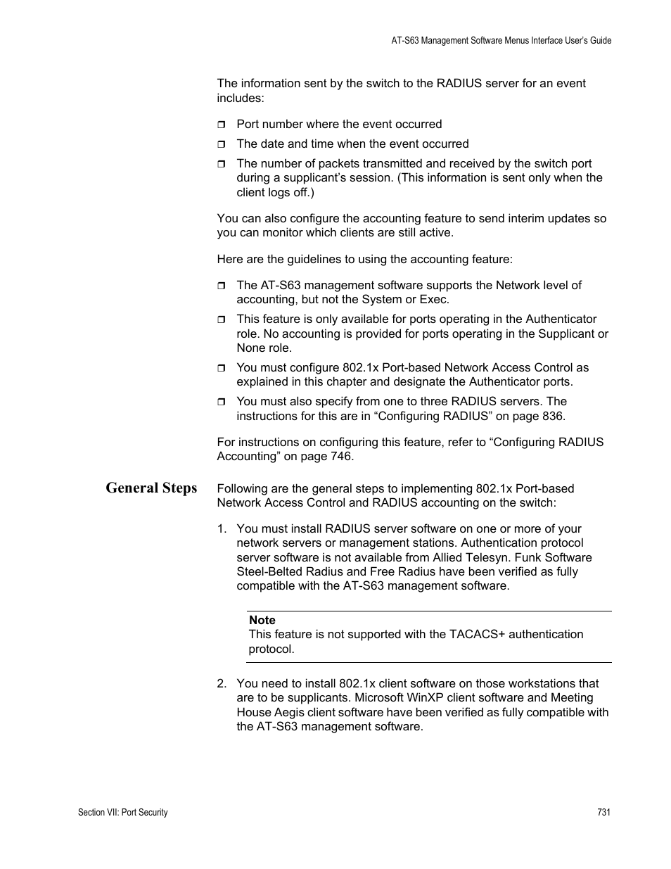 General steps | Allied Telesis AT-S63 User Manual | Page 731 / 902