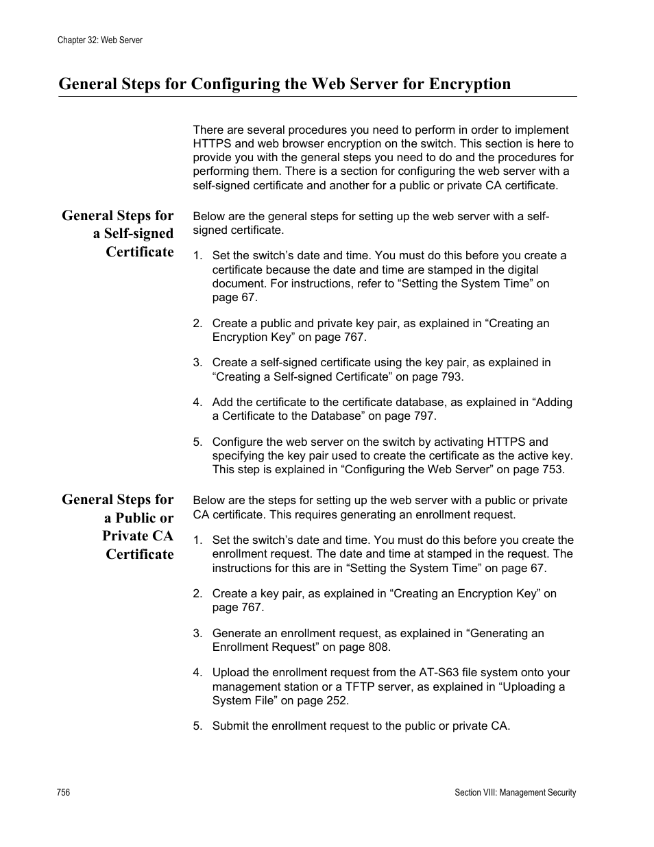 General steps for a self-signed certificate | Allied Telesis AT-S63 User Manual | Page 756 / 902