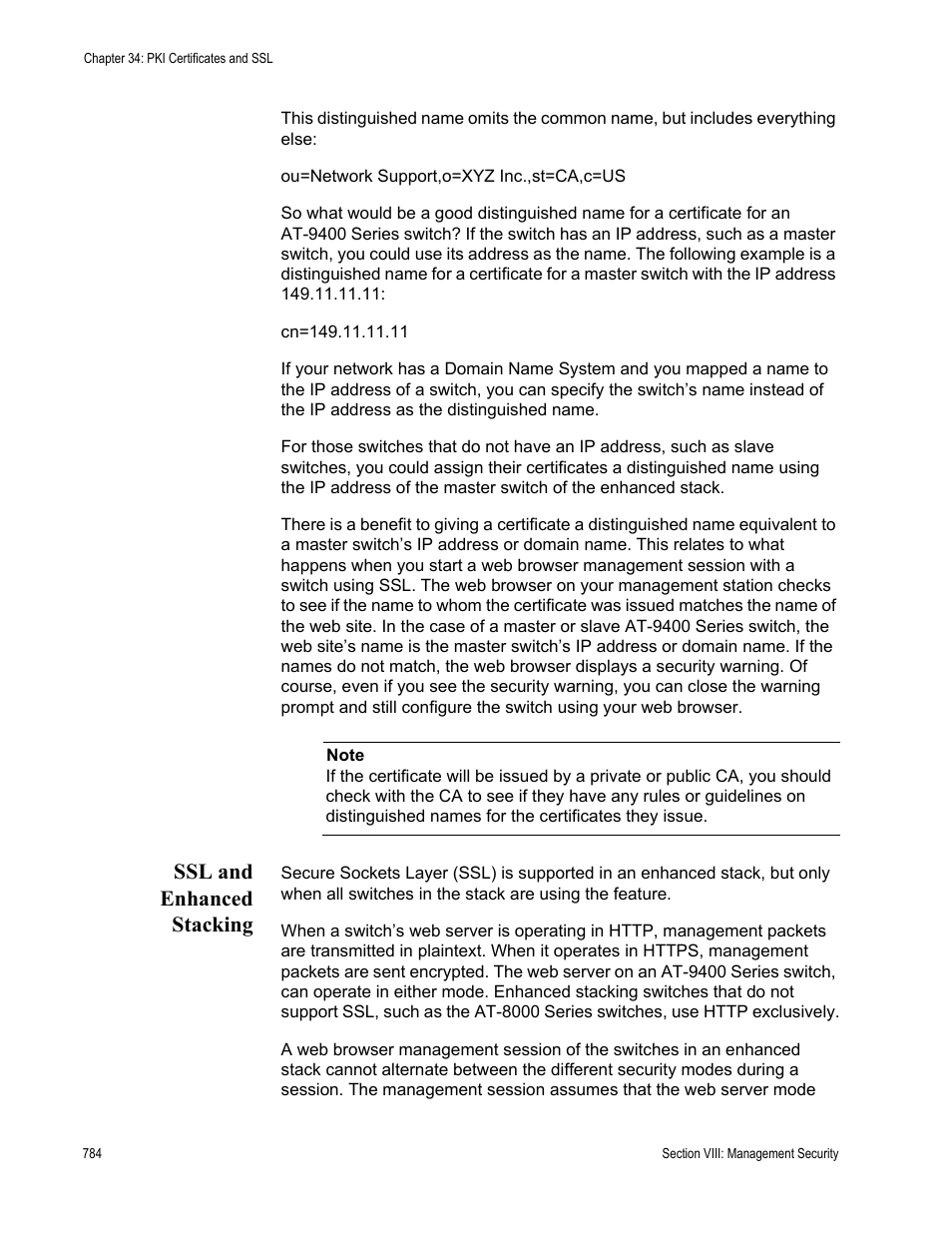 Ssl and enhanced stacking | Allied Telesis AT-S63 User Manual | Page 784 / 902