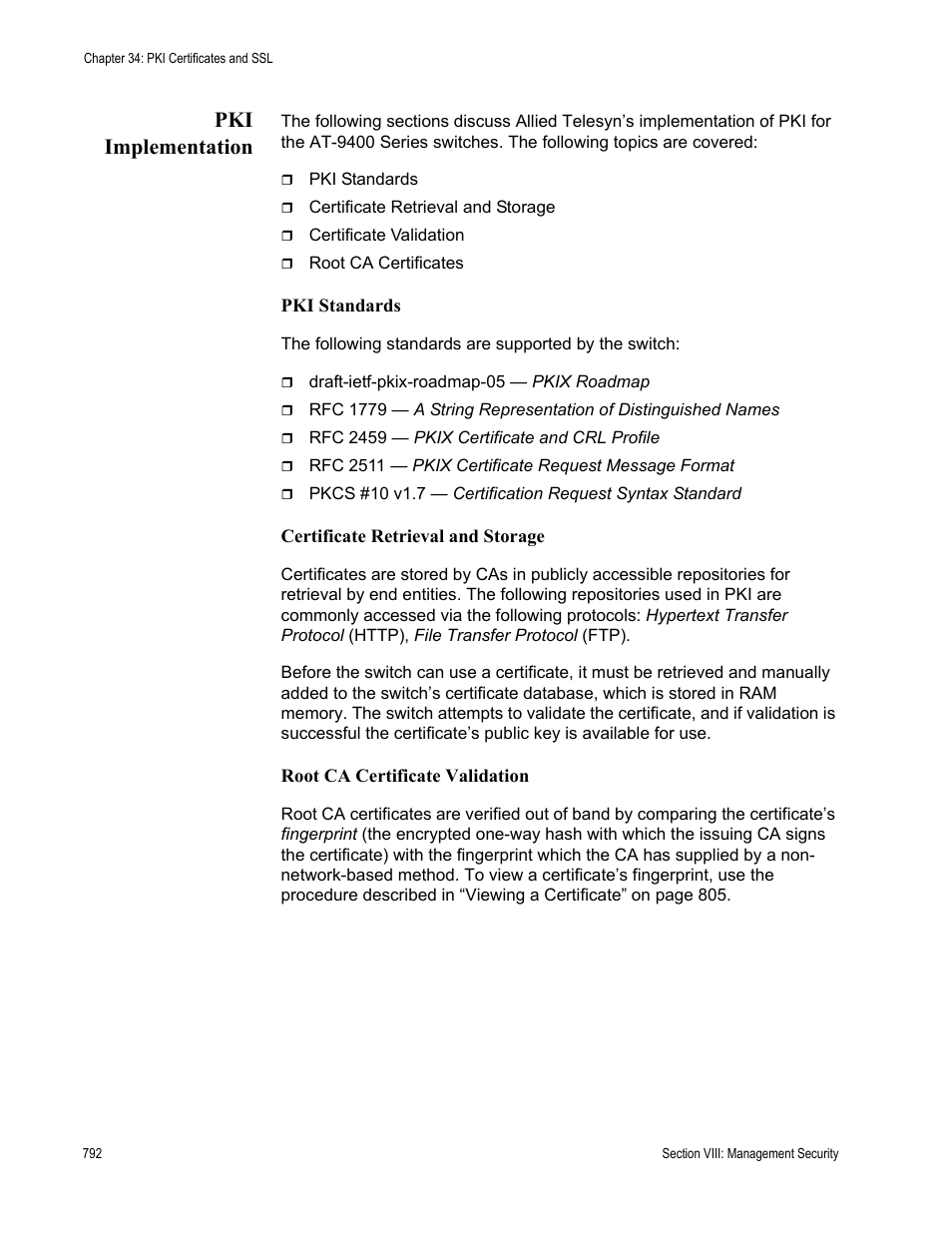 Pki implementation | Allied Telesis AT-S63 User Manual | Page 792 / 902