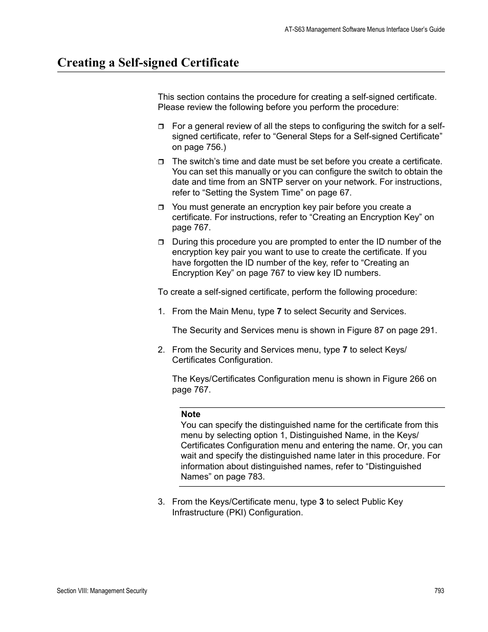 Creating a self-signed certificate | Allied Telesis AT-S63 User Manual | Page 793 / 902