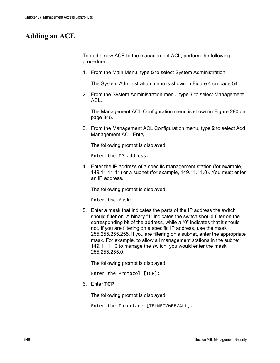 Adding an ace | Allied Telesis AT-S63 User Manual | Page 848 / 902