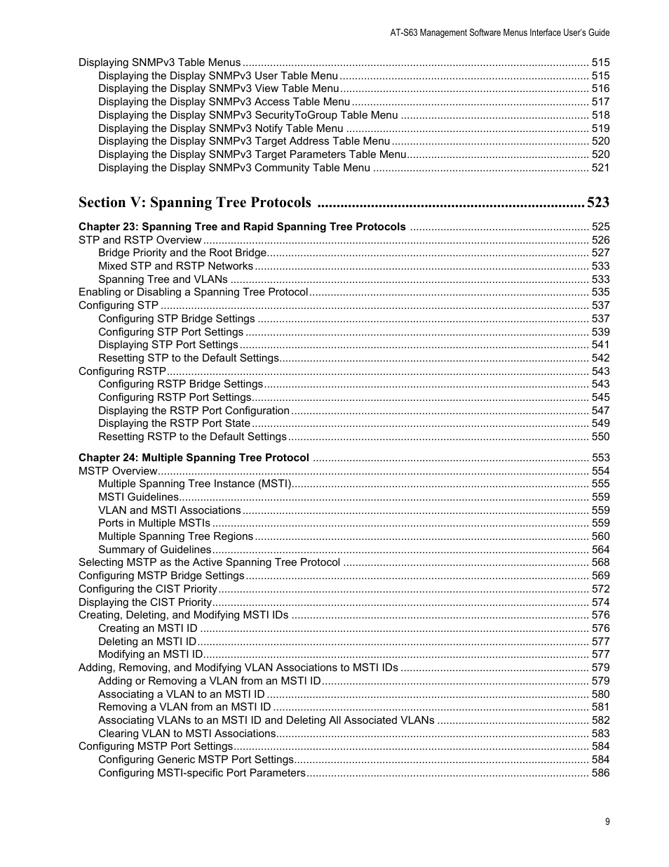 Allied Telesis AT-S63 User Manual | Page 9 / 902