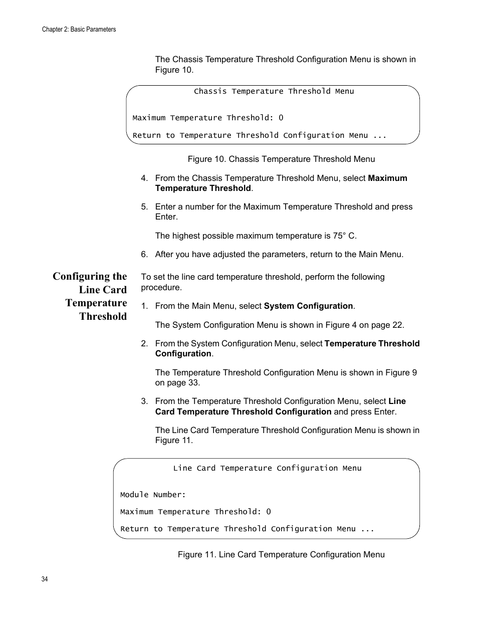 Configuring the line card temperature threshold | Allied Telesis AT-S65 User Manual | Page 34 / 98
