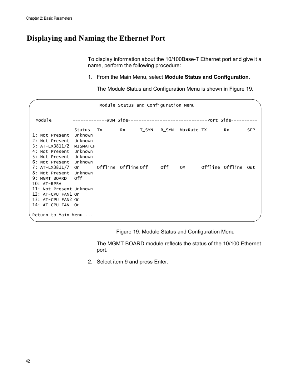 Displaying and naming the ethernet port | Allied Telesis AT-S65 User Manual | Page 42 / 98