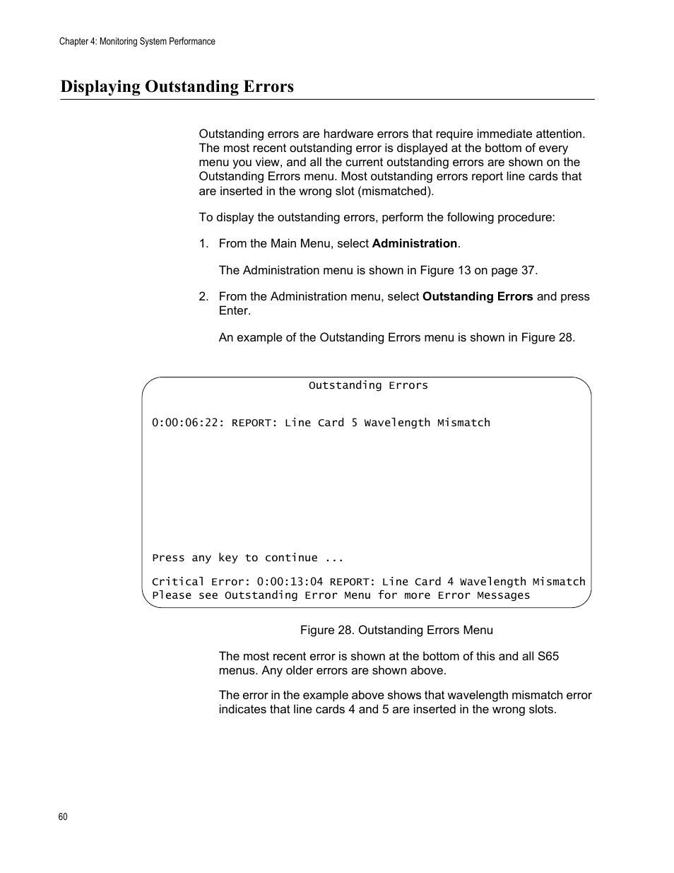 Displaying outstanding errors | Allied Telesis AT-S65 User Manual | Page 60 / 98