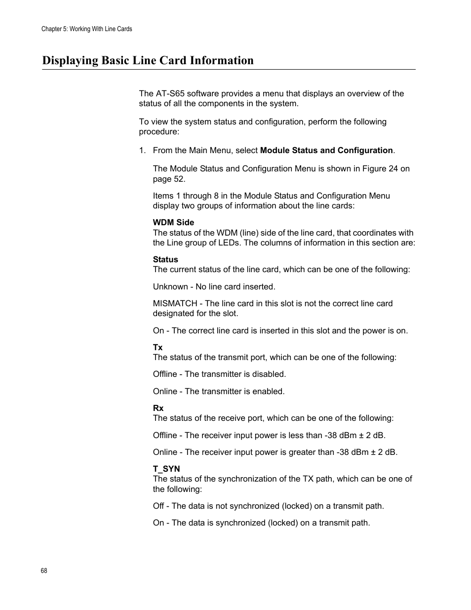 Displaying basic line card information | Allied Telesis AT-S65 User Manual | Page 68 / 98