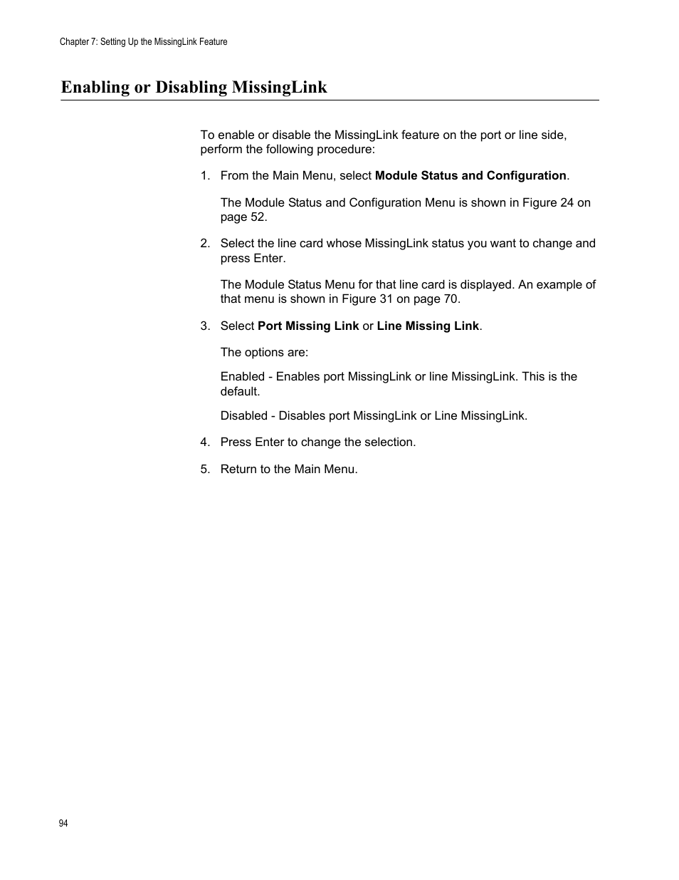Enabling or disabling missinglink | Allied Telesis AT-S65 User Manual | Page 94 / 98