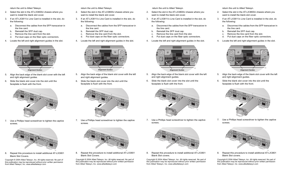 Alignment guides | Allied Telesis AT-LX3801 User Manual | Page 2 / 2