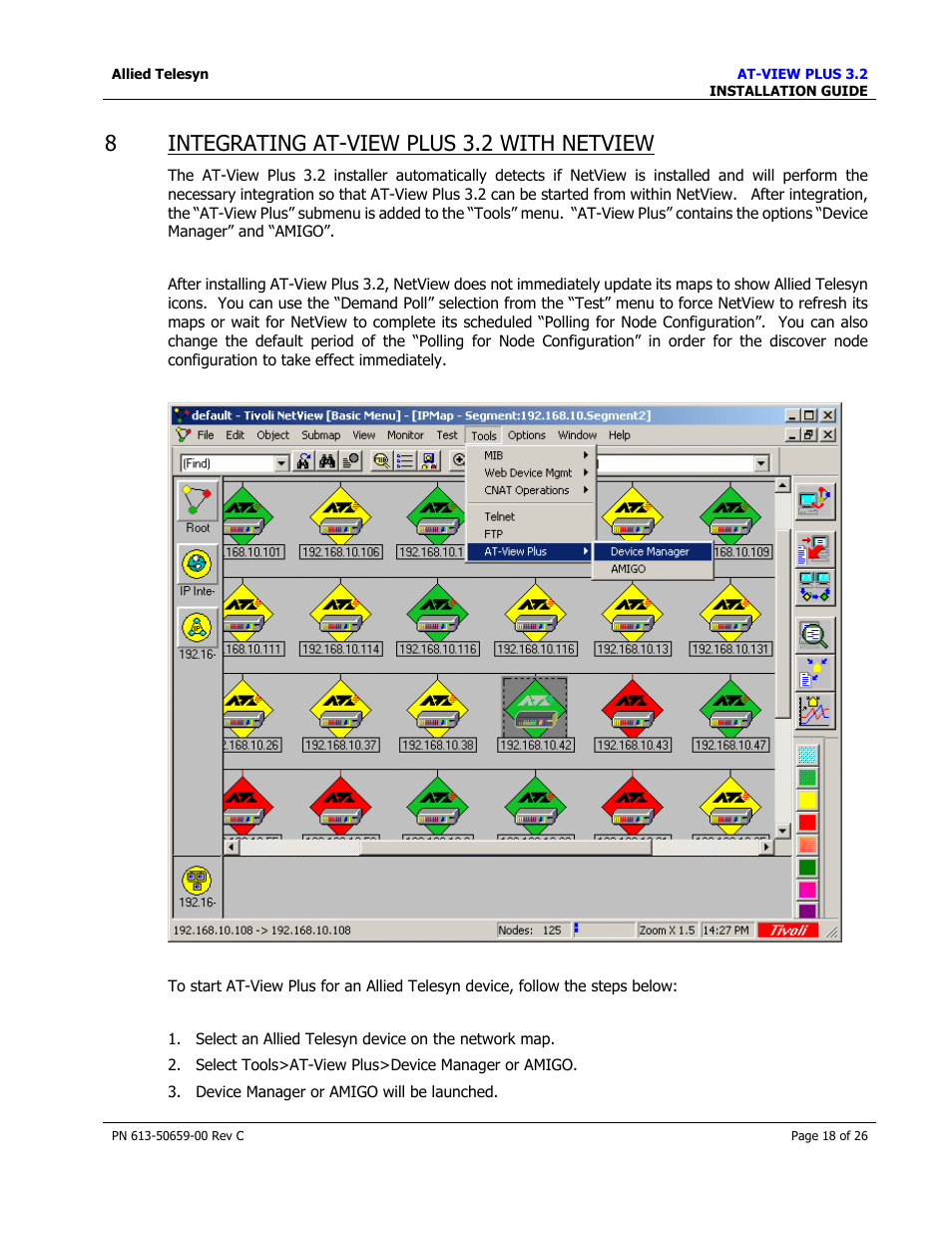 Integrating at-view plus 3.2 with netview, 8integrating at-view plus 3.2 with netview | Allied Telesis AT-VIEW PLUS 3.2 install User Manual | Page 18 / 26
