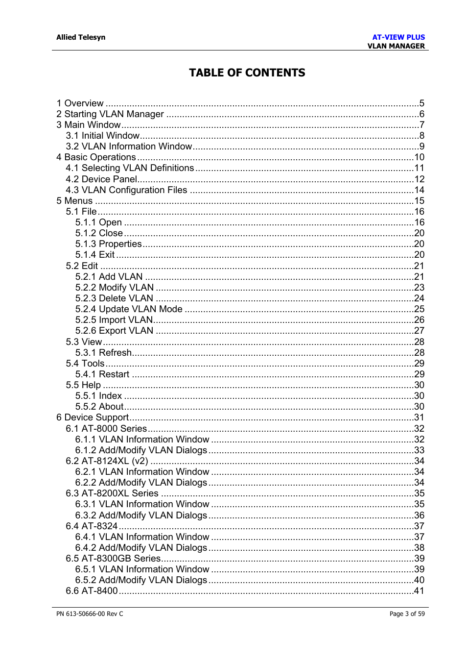 Allied Telesis AT-VIEW PLUS 3.2 VLAN MANAGER User Manual | Page 3 / 59