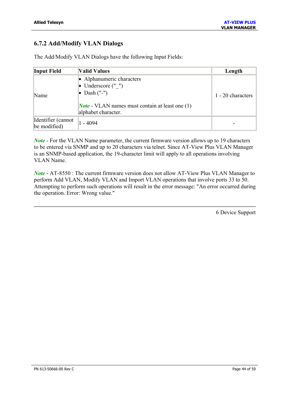 2 add/modify vlan dialogs | Allied Telesis AT-VIEW PLUS 3.2 VLAN MANAGER User Manual | Page 44 / 59