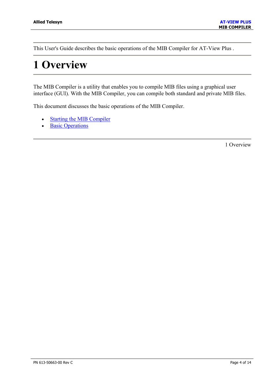 1 overview | Allied Telesis AT-VIEW PLUS 3.2 MIB COMPILER User Manual | Page 4 / 14