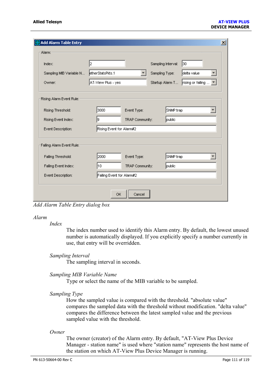 Allied Telesis AT-VIEW PLUS 3.2 DEVICE MANAGER User Manual | Page 111 / 119