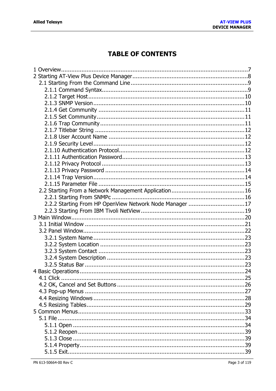 Allied Telesis AT-VIEW PLUS 3.2 DEVICE MANAGER User Manual | Page 3 / 119