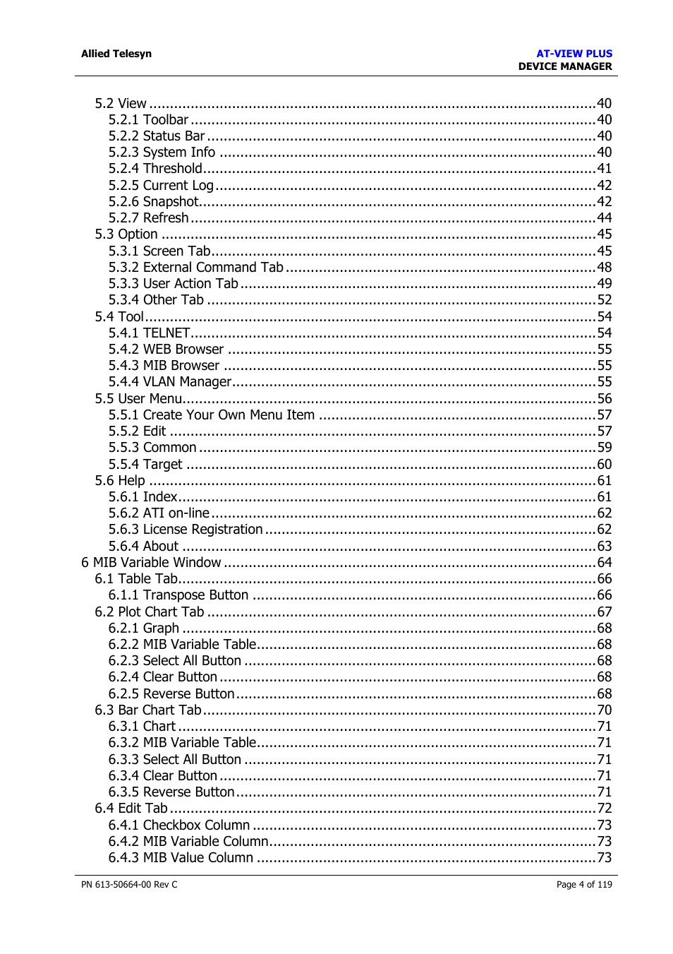 Allied Telesis AT-VIEW PLUS 3.2 DEVICE MANAGER User Manual | Page 4 / 119