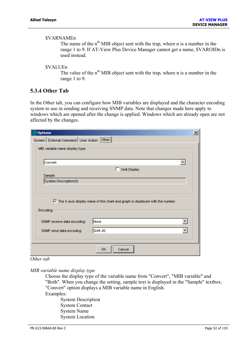 4 other tab, Other tab | Allied Telesis AT-VIEW PLUS 3.2 DEVICE MANAGER User Manual | Page 52 / 119