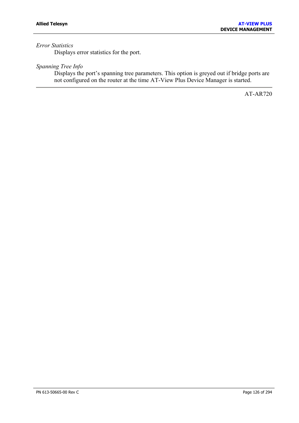 Allied Telesis AT-VIEW PLUS 3.2 DEVICE MANAGEMENT User Manual | Page 126 / 294