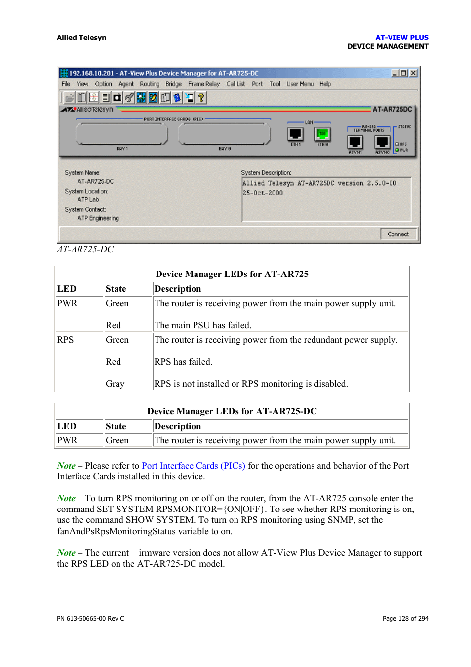 Allied Telesis AT-VIEW PLUS 3.2 DEVICE MANAGEMENT User Manual | Page 128 / 294