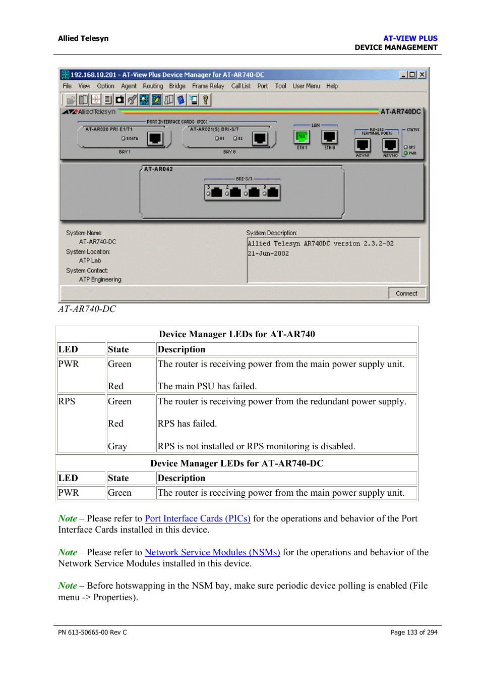 Allied Telesis AT-VIEW PLUS 3.2 DEVICE MANAGEMENT User Manual | Page 133 / 294